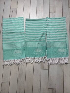 3-Casamigos Tequila Turkish Style Bar Towels 54  x 27  Turquoise White Cotton